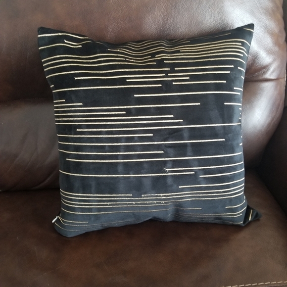 Velvet Embroidered Pillow Covers 2 Pc Set Black Gold - Picture 1 of 3